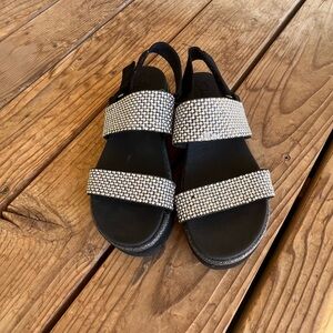 Skechers Jeepers Platform Sandals Womens 5 Silver Rhinestone